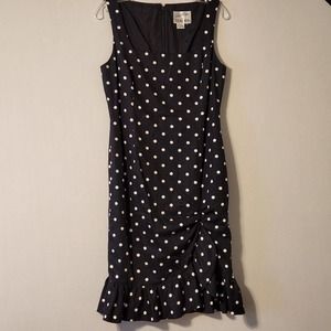Rickie Freeman for Teri Jon Womens Shift Dress Black White Polka Dot Ruffle 80s